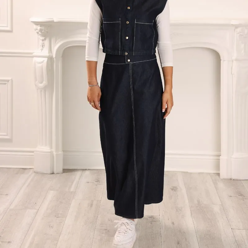 Top Stitched Skirt - Denim