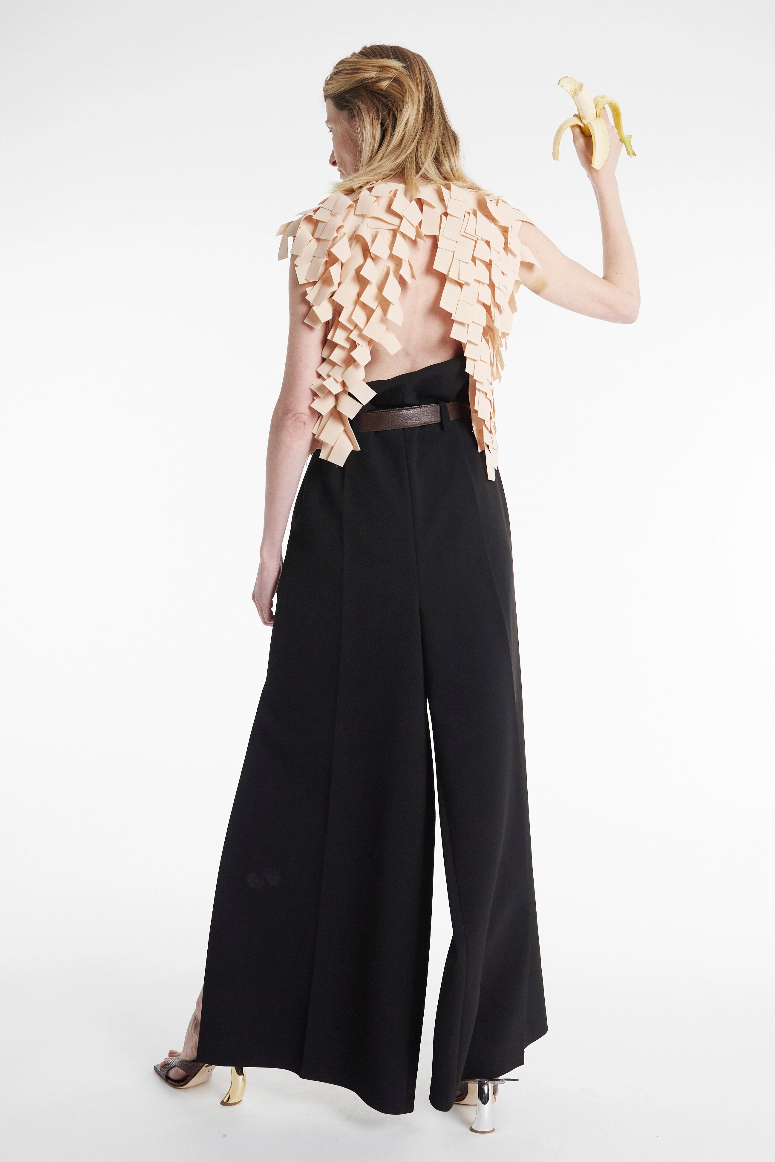 VNeckline Top With Rectangle Detail Nude