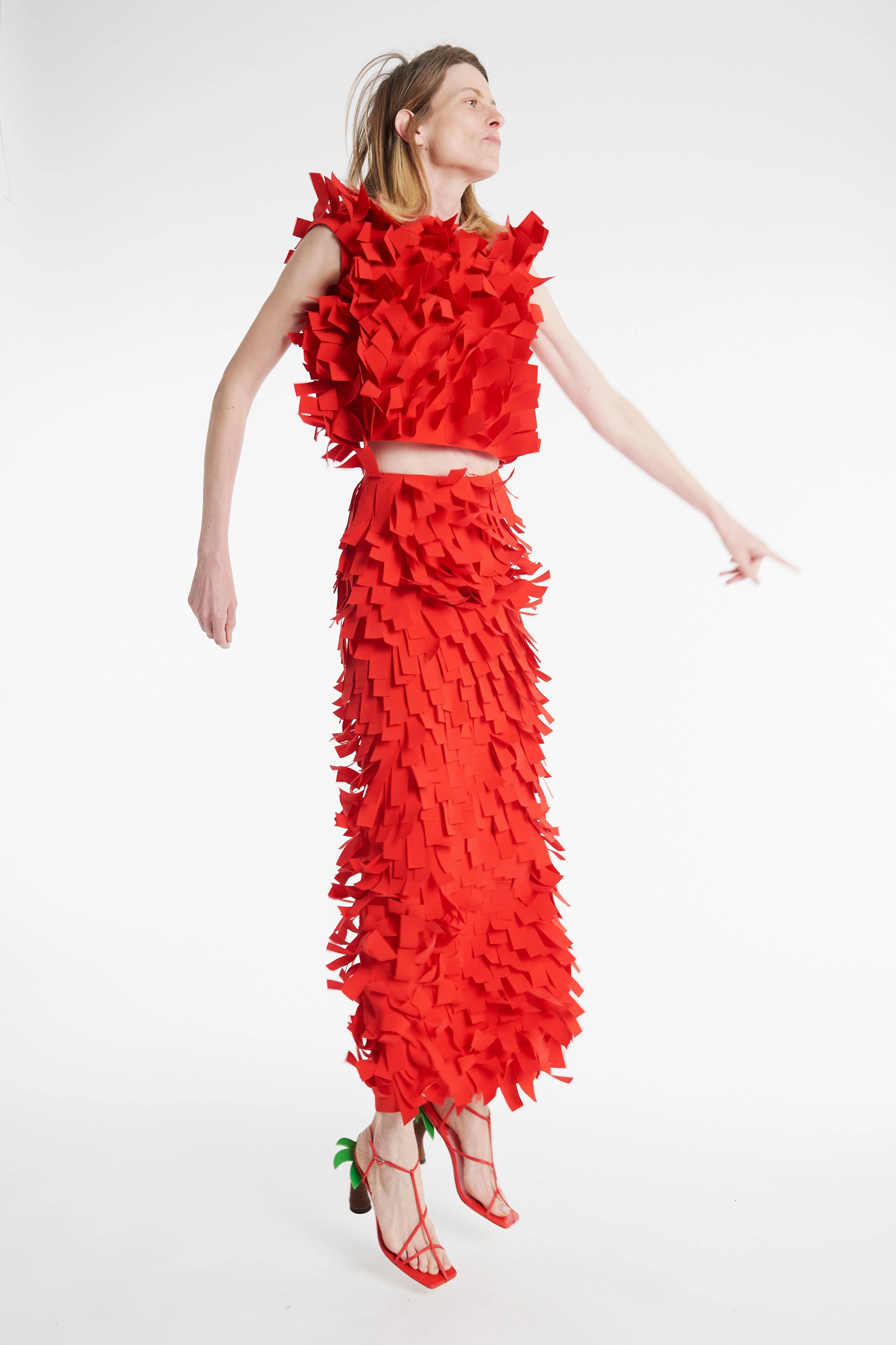 Top With Rectangle Detail Red NonSlip Grip Tape DoubleLayeredShoulders