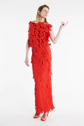 Top With Rectangle Detail Red AntiPill Finish