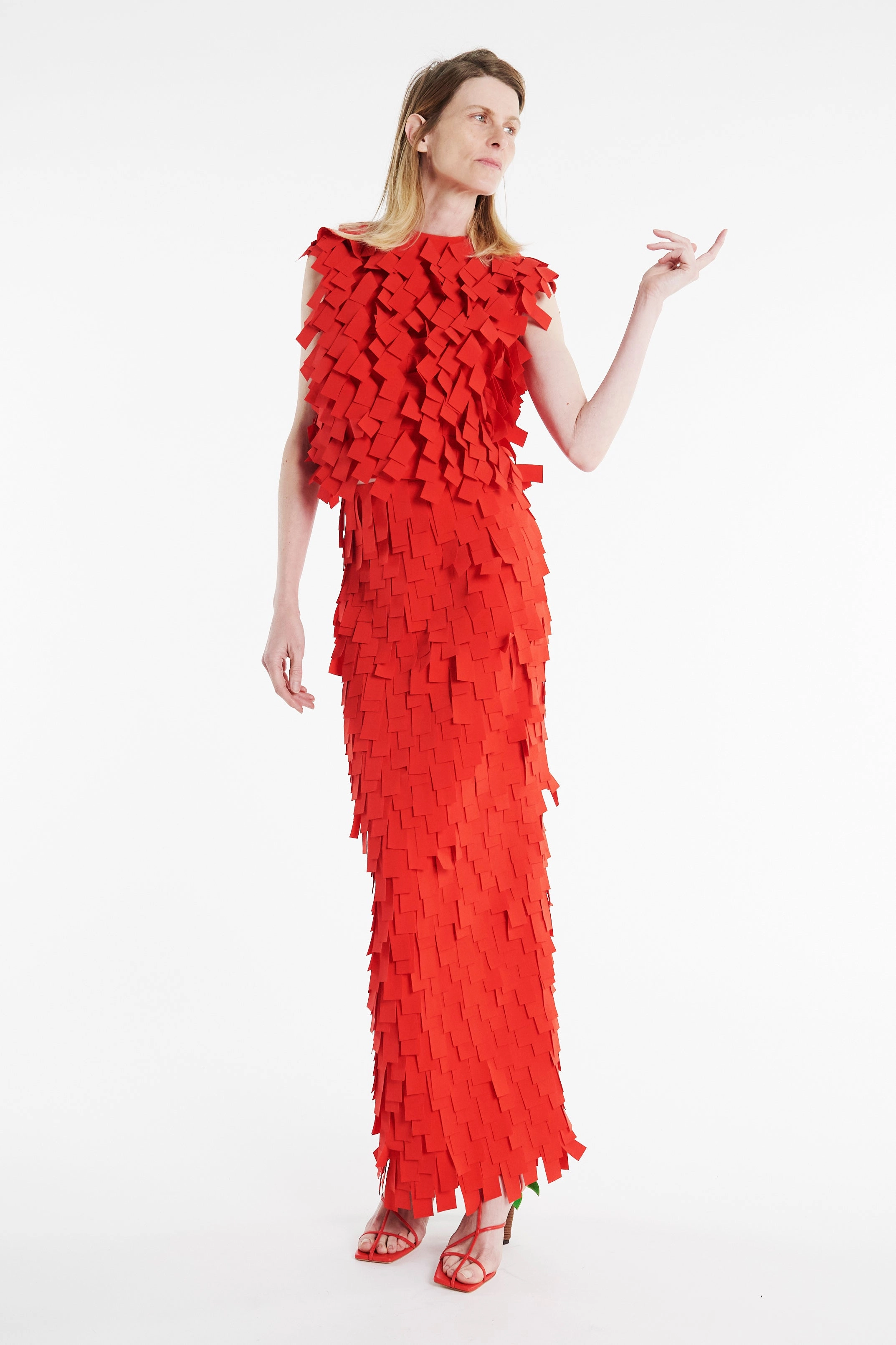Top With Rectangle Detail Red AntiPill Finish