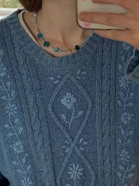 Antibacterial Treatment Essential Comfort Kaliyah Round Neck Blue Sweater