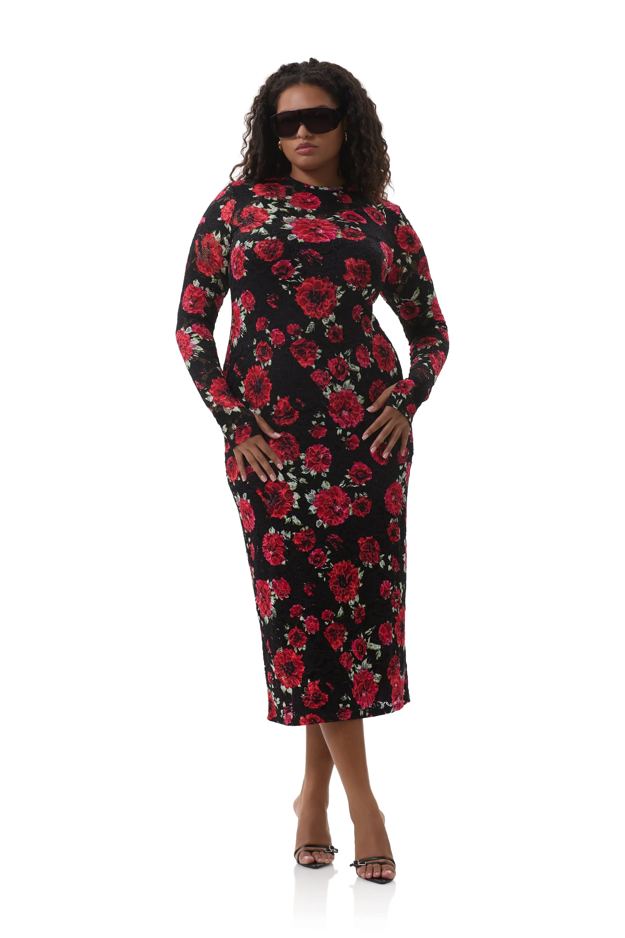 Off-Shoulder Airy Silk Ashland Crochet Lace Dress - Painted Roses