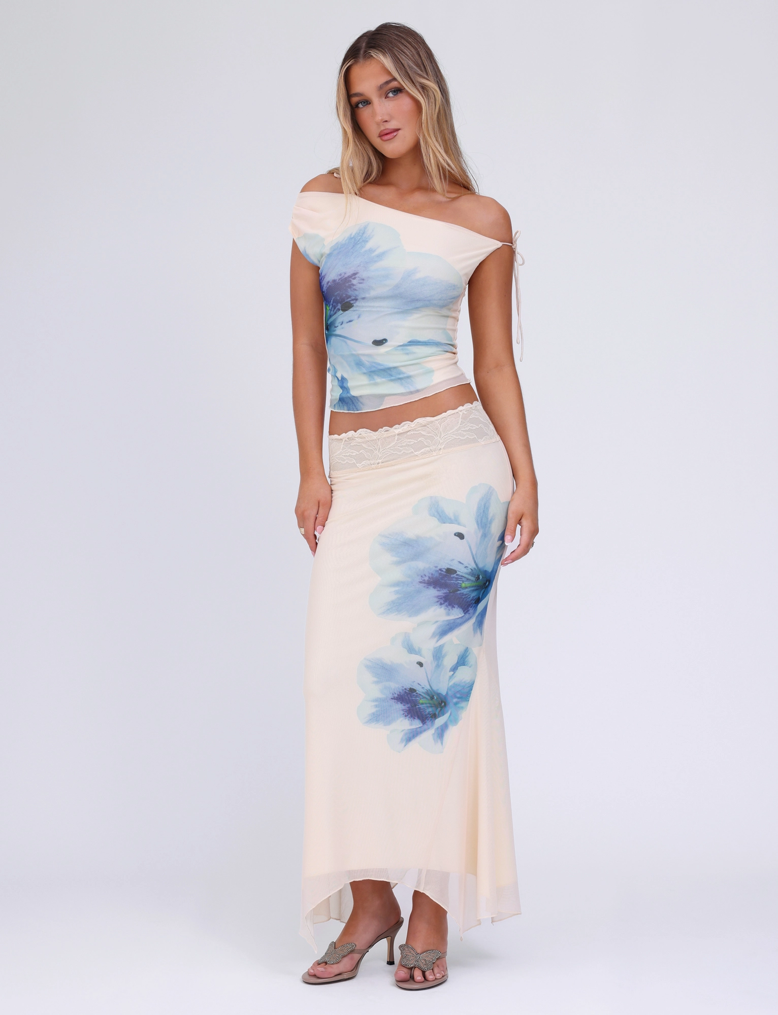 LILLIAN TOP - WHITE : CREAM : FLORAL Airflow Mesh Insert