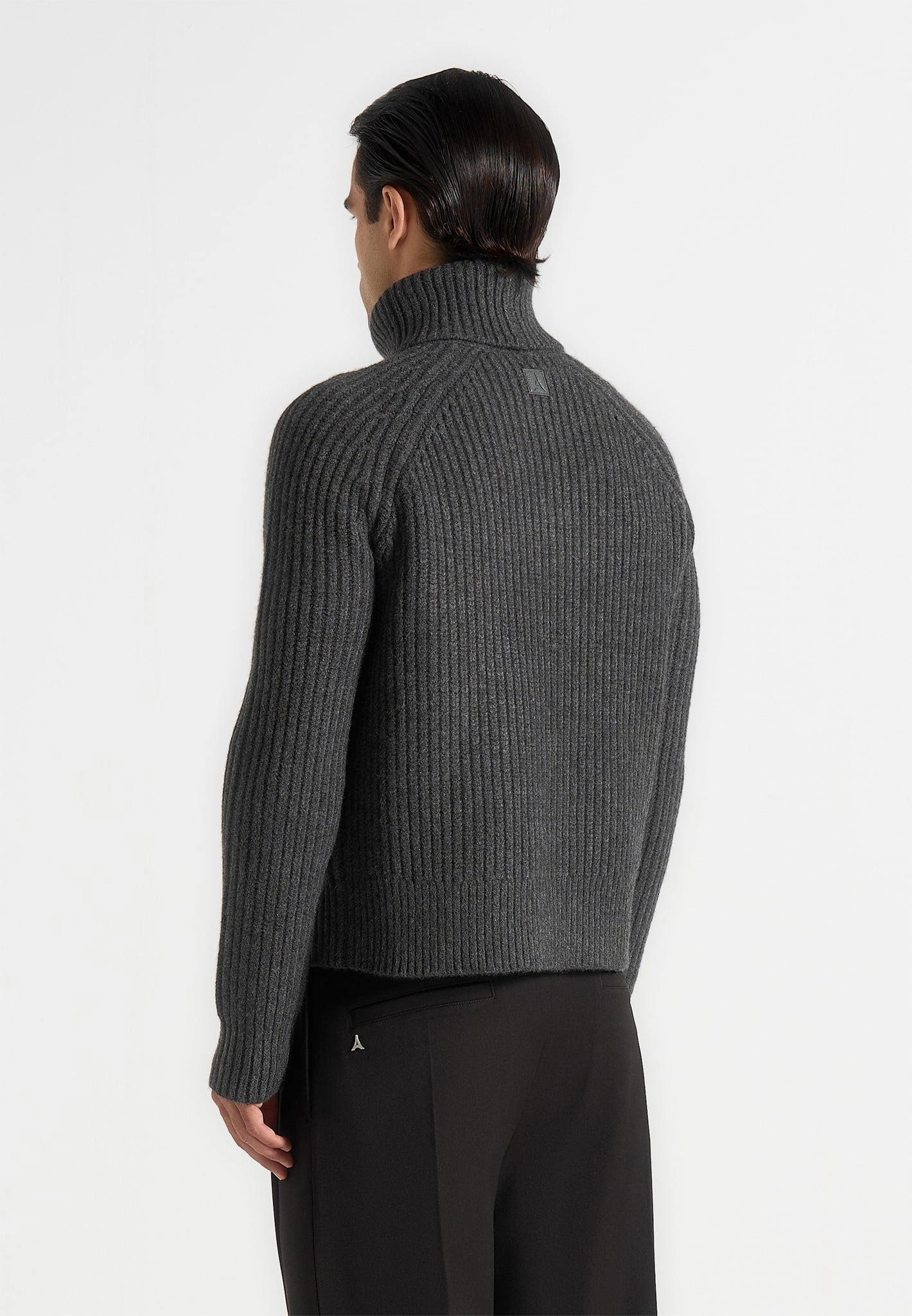 Rudy - Roll Neck Chunky Knit Jumper - Grey Office Casual