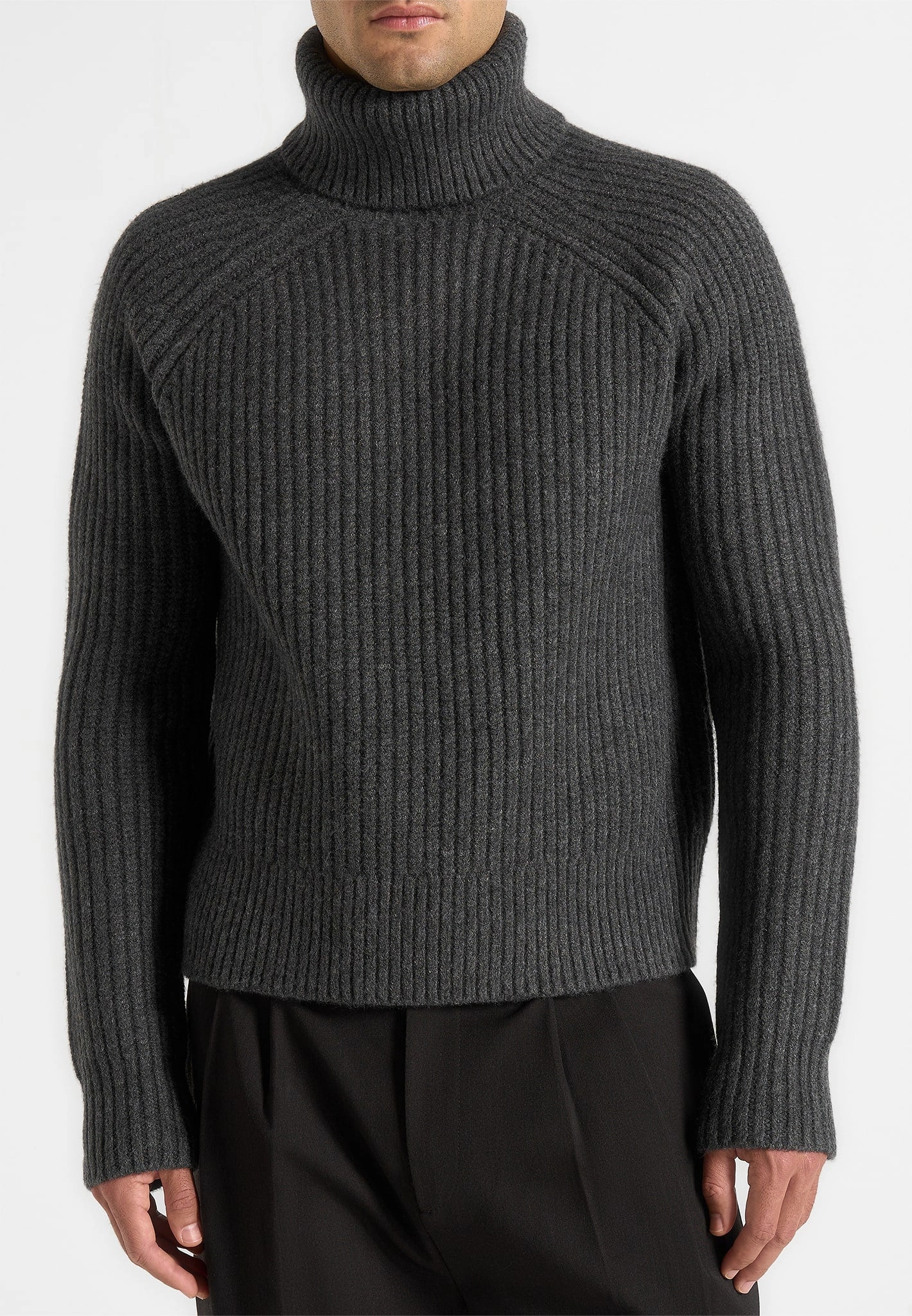 Rudy - Roll Neck Chunky Knit Jumper - Grey Multi purpose design
