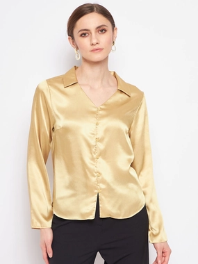 Madame Mustard Satin Shirt Wedding guest Wardrobe Staple