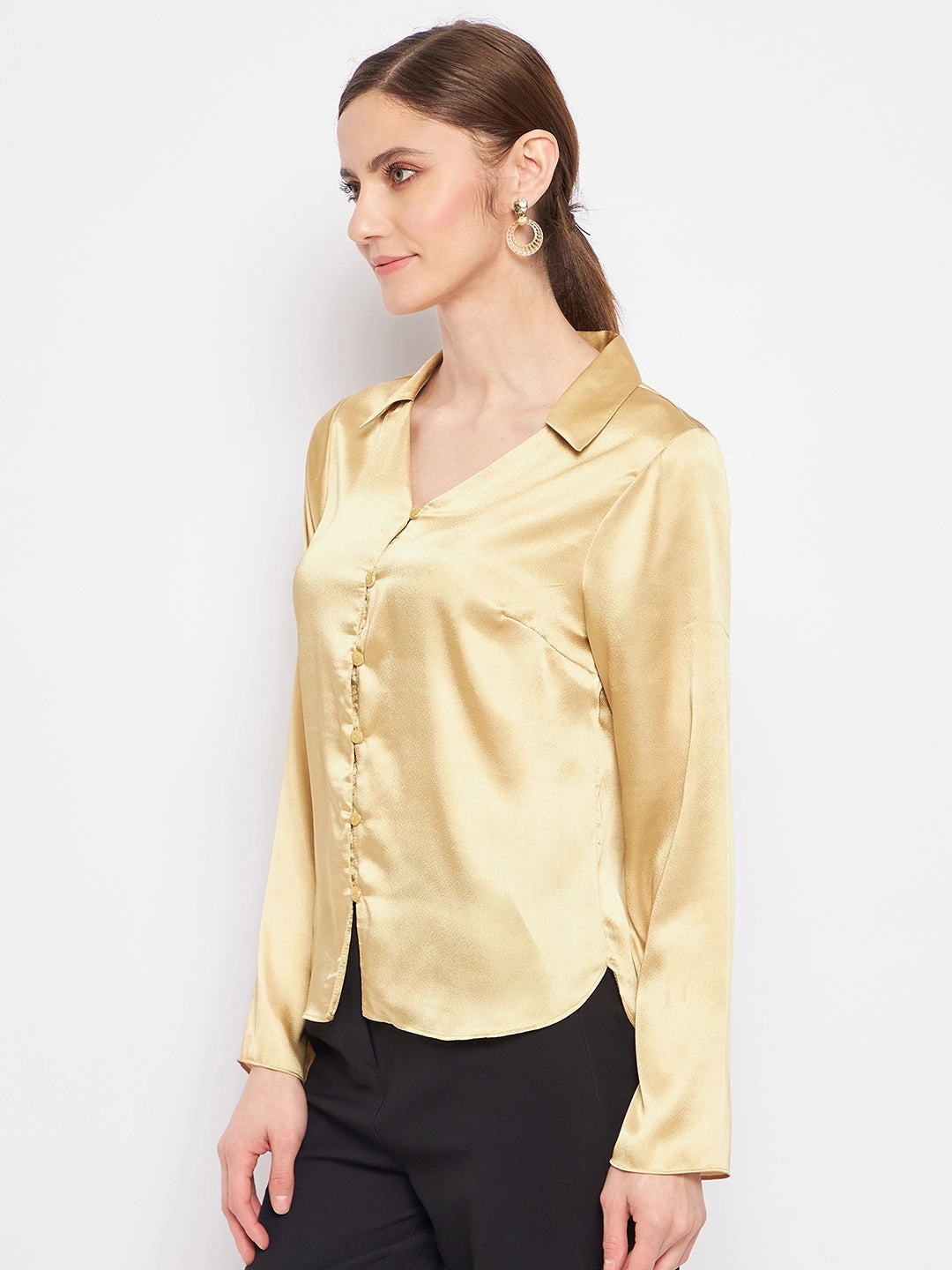 Summer Vibes Madame Mustard Satin Shirt