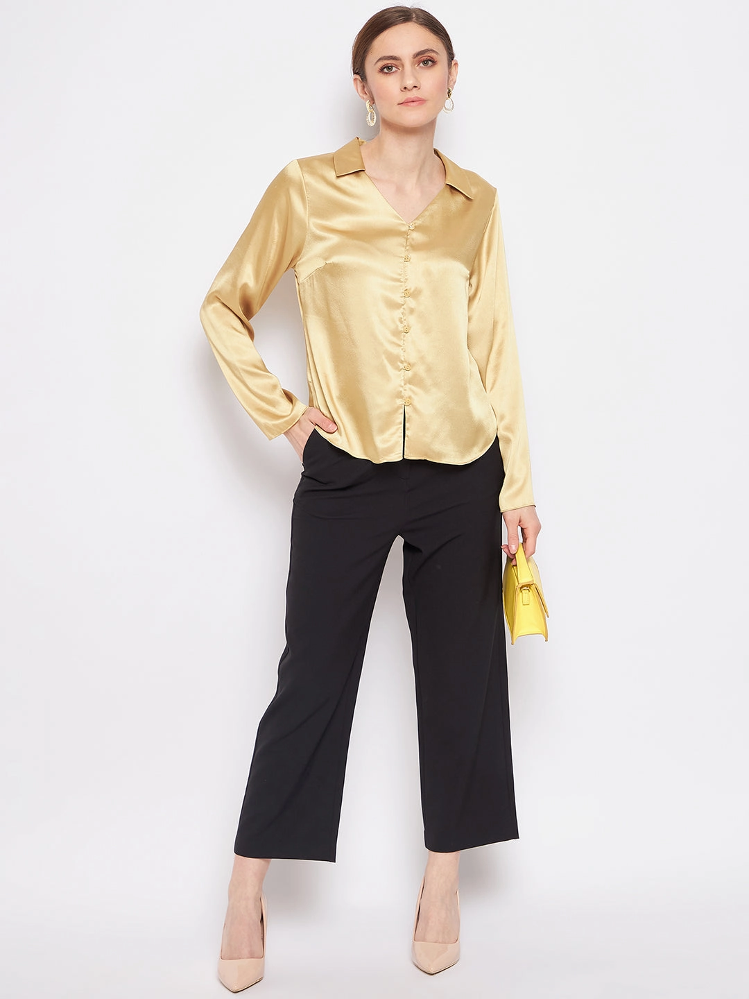 Madame Mustard Satin Shirt Night Out