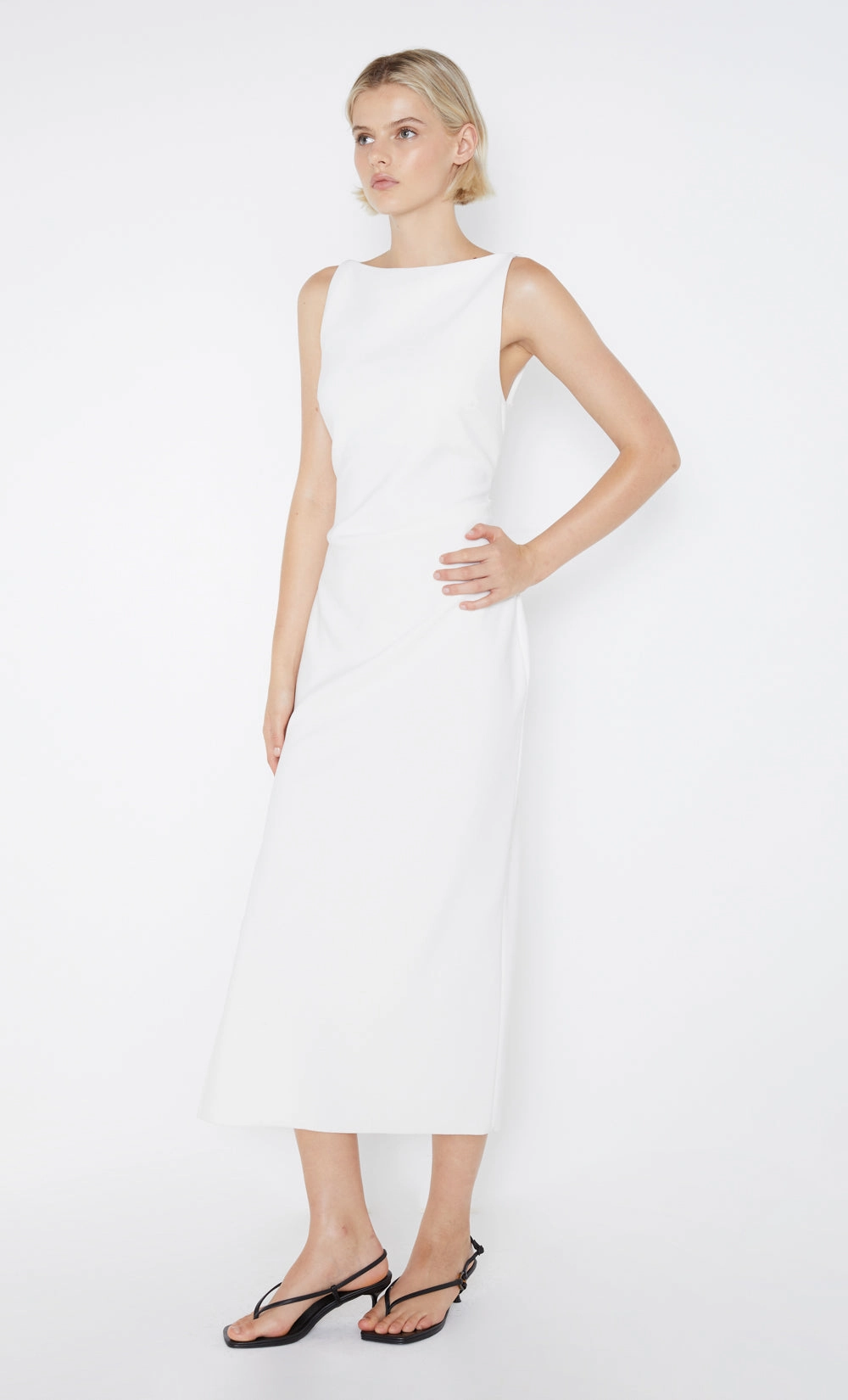 BE MINE TUCK DRESS - IVORY Soft Neutral Blue Sky
