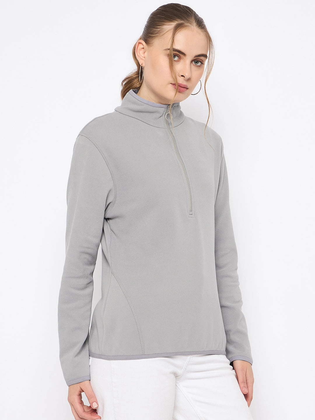 product review Madame Polar Fleece Half-Zipper Grey Sweatshirt