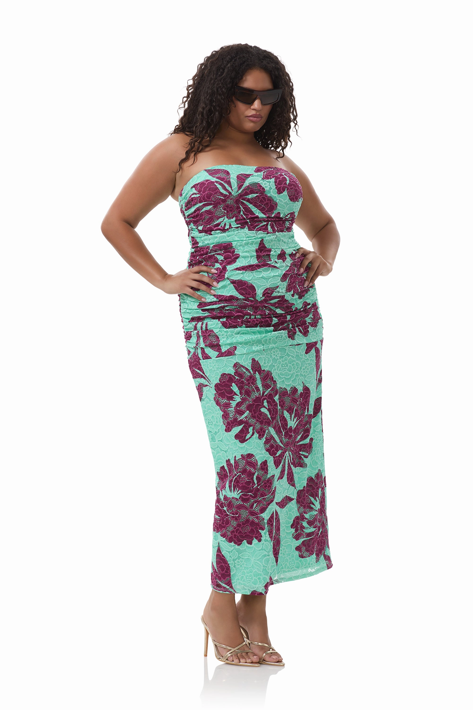 Marlo Dress - Aqua Tropical High Neck