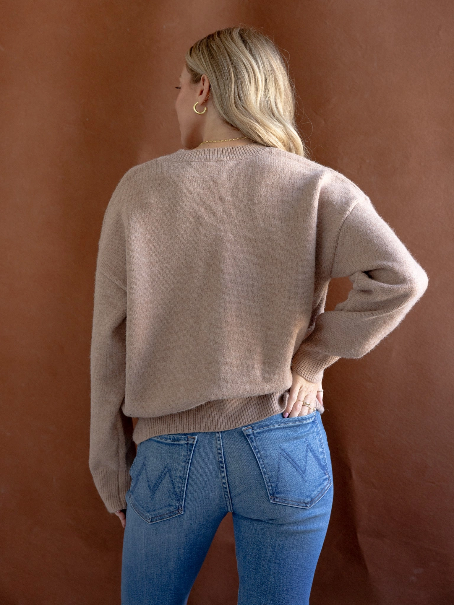 Anti Pilling Finish muted tone Crewneck Bow Sweater