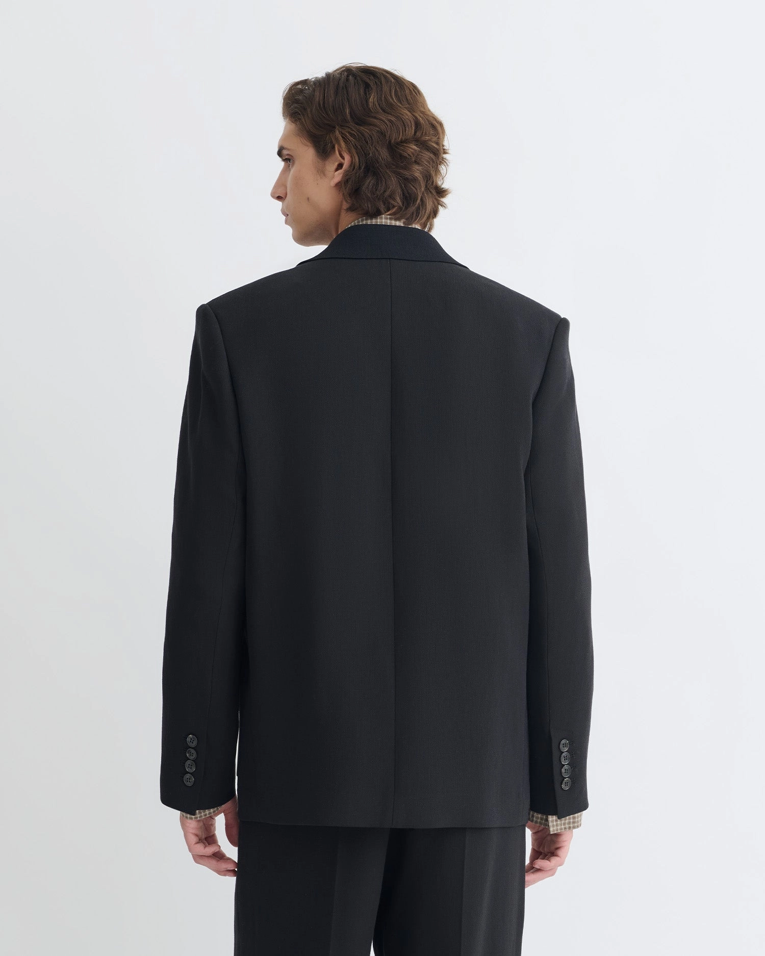 Anselm - Double-Breasted Crepe Twill Blazer - Black Line - dry