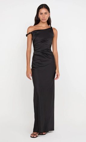 Fashion Essential Flattering Fit Wear LUNETTA TWIST STRAP DRESS - BLACK