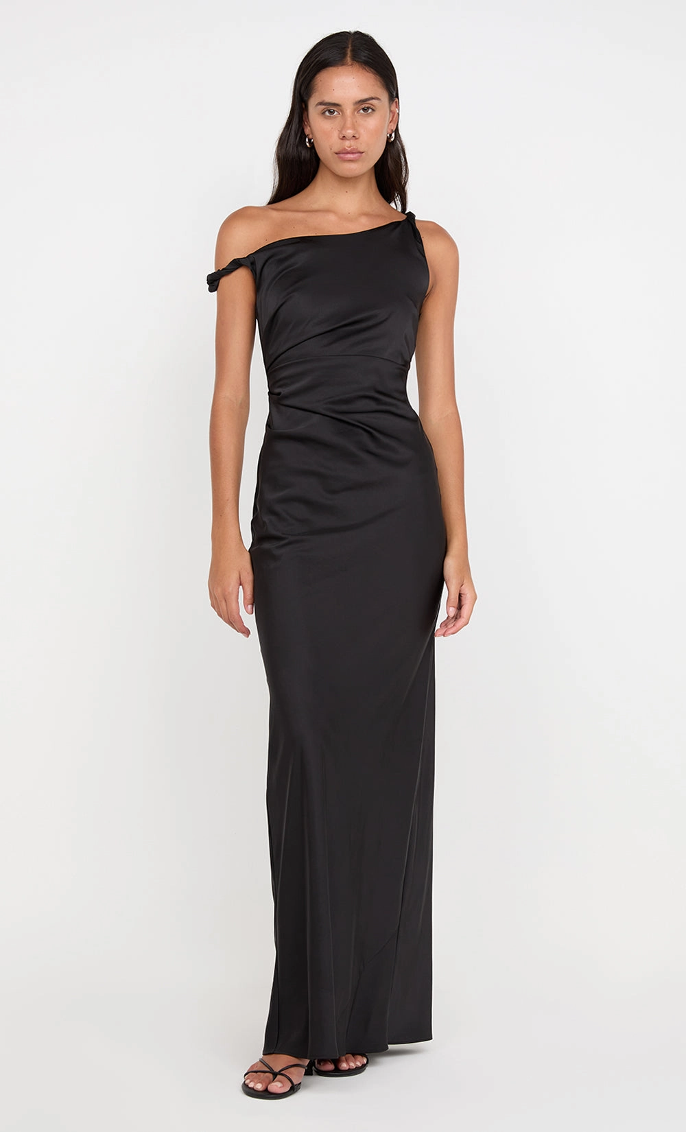 Fashion Essential Flattering Fit Wear LUNETTA TWIST STRAP DRESS - BLACK
