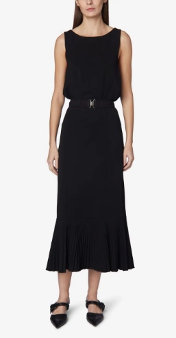 Sleeveless Dress Pleated Hem Layered-Look