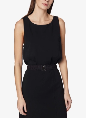 Trend Texture Silky Finish Sleeveless Dress Pleated Hem