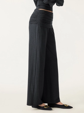 BreathableLining Non-Itchy Wool Blend Drapey Wide Leg Pull-on Pants with Pockets