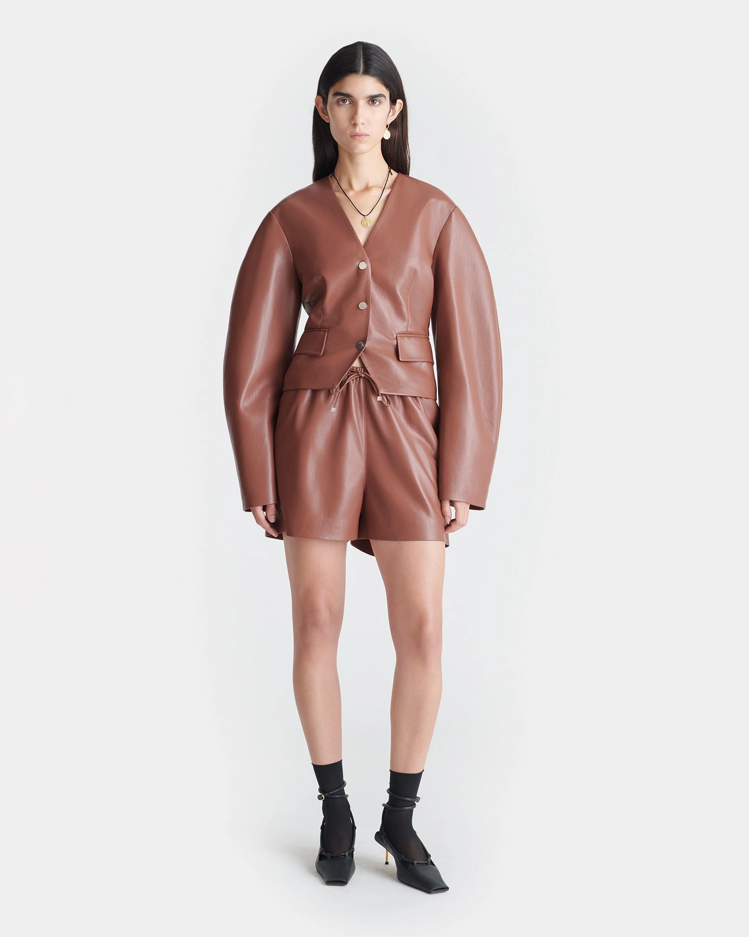 NonRestrictiveFit Aniela - Okobor? Alt-Leather Shorts - Henna