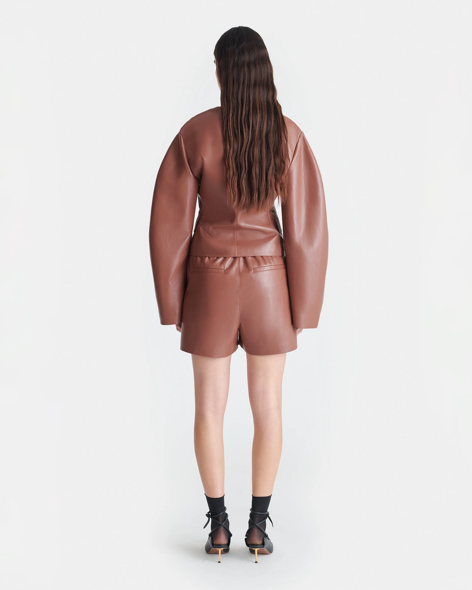 Shape Retention Casual Wearable Aniela - Okobor? Alt-Leather Shorts - Henna