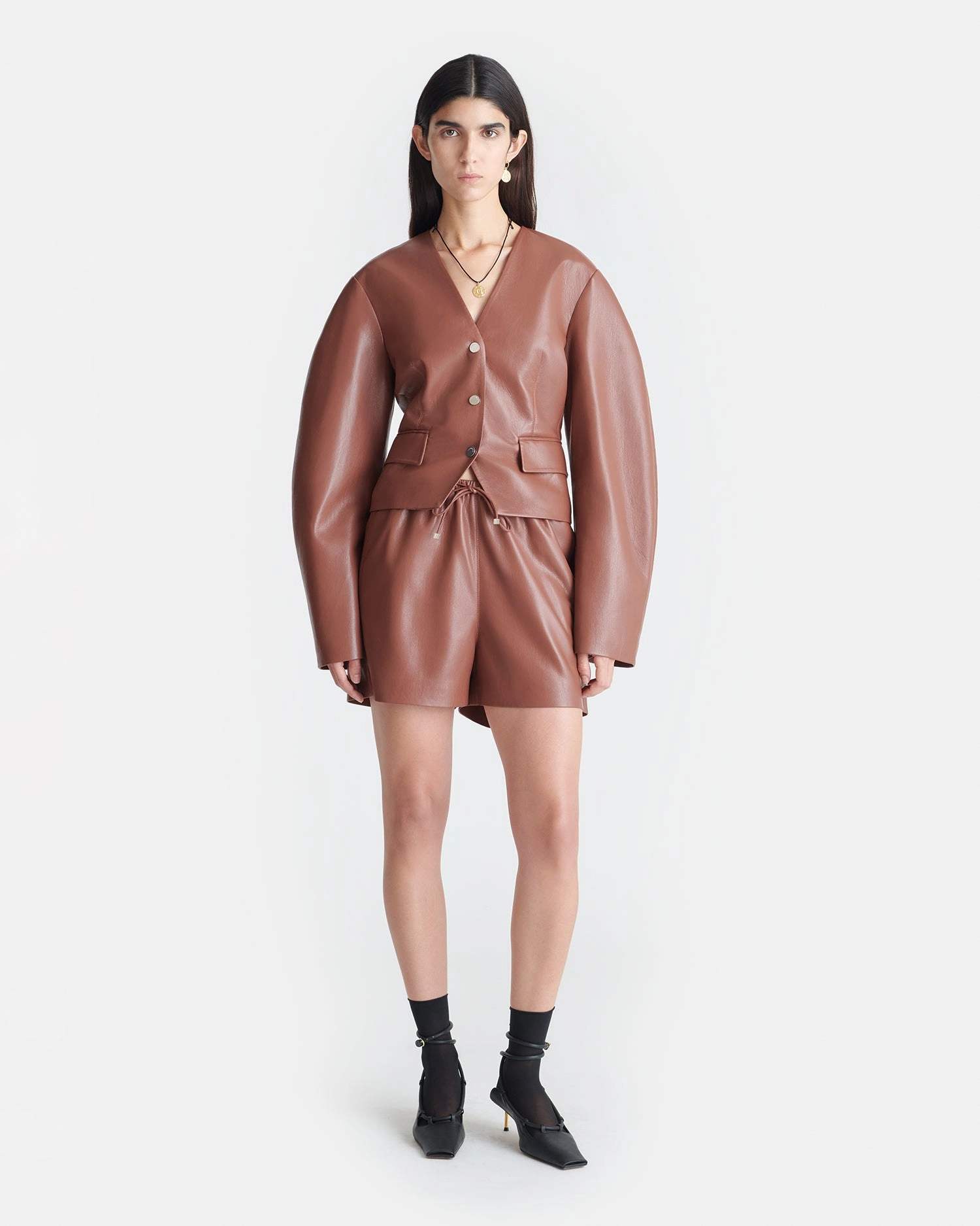 Aniela - Okobor? Alt-Leather Shorts - Henna ComfortWaistband