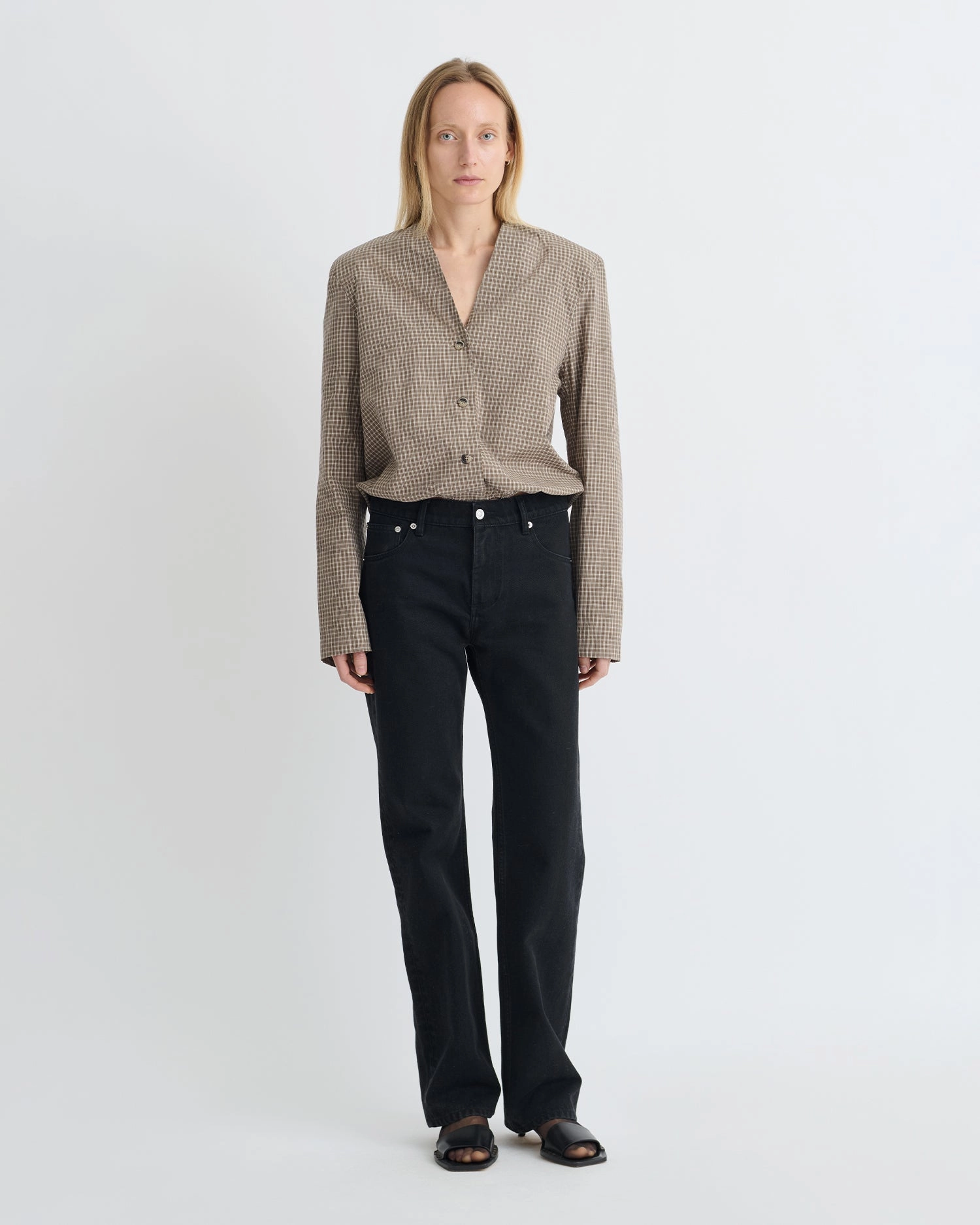 Cozy Sweatshirt Tristin - Checked Shirting Shirt - Brown/Creme