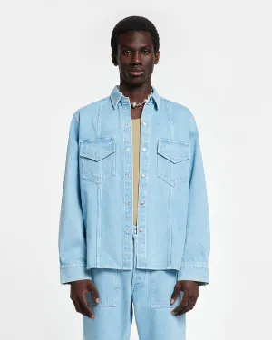 Tristo - Patch Pocket Denim Overshirt - Eco Light Wash Functional Design