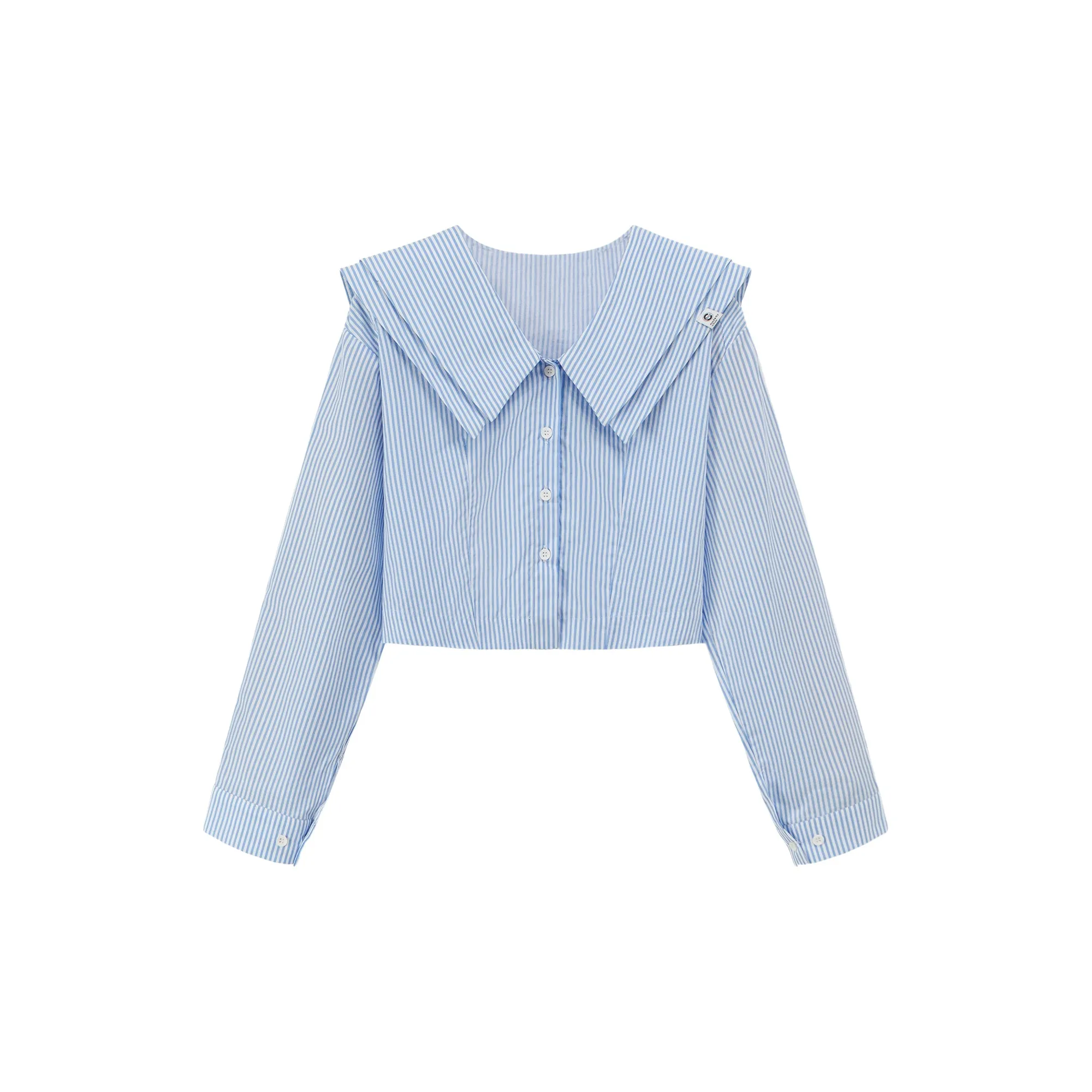 True Mission Big Collar Cropped Shirt