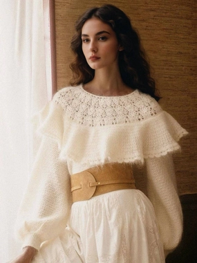 Gracelynn Round Neck Embroidery Sweater LowProfile Stitching
