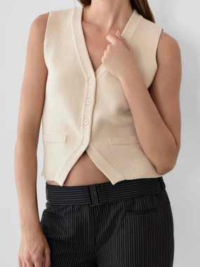 Soft Touch Brushed Surface Julia Button Vest