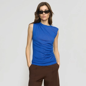 Sporty Cardigan Mikey Semi-Sheer Asymmetric-Ruched Top