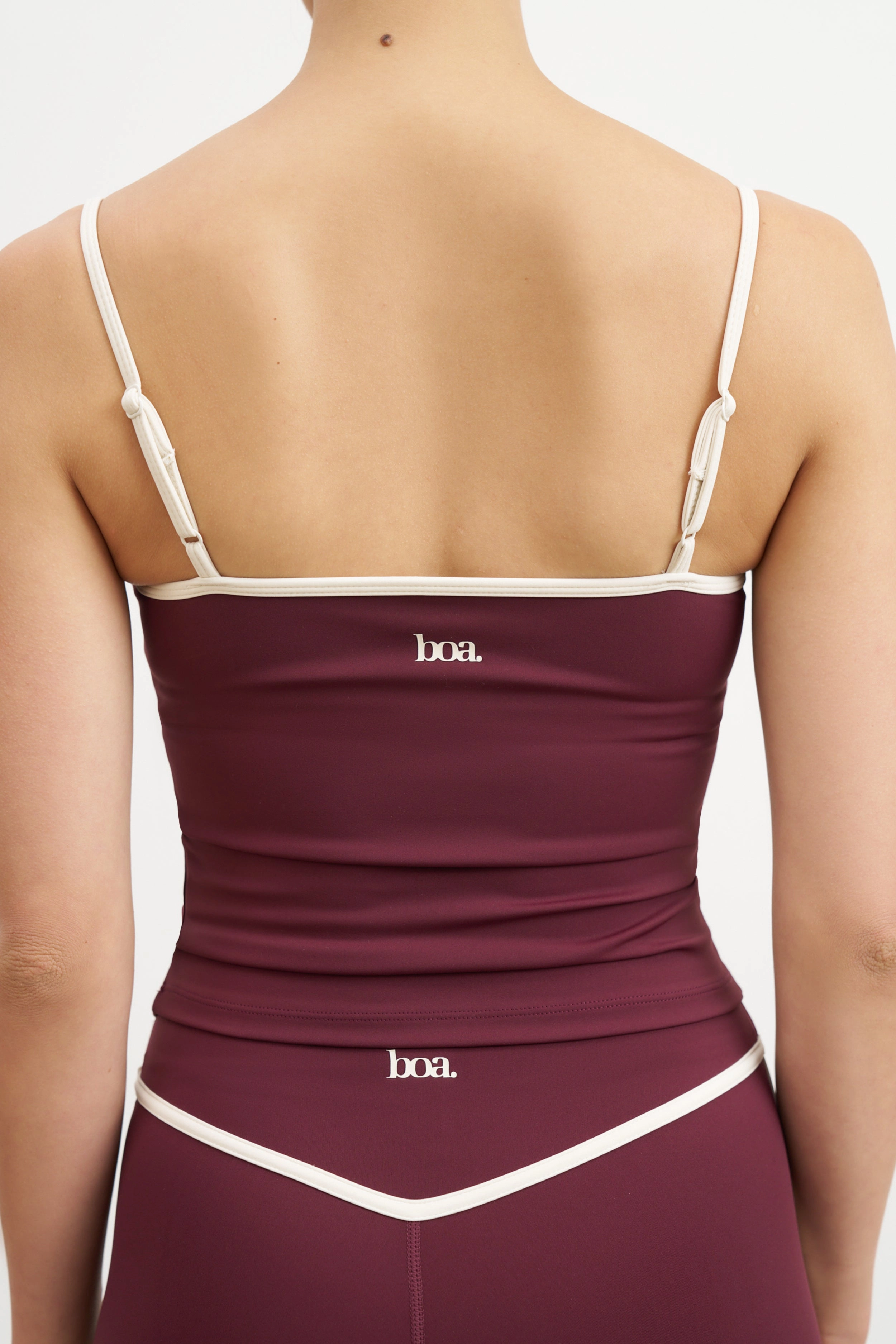 Base Contrast Trim Cami Top - Merlot/Tofu Basic Long Sleeve
