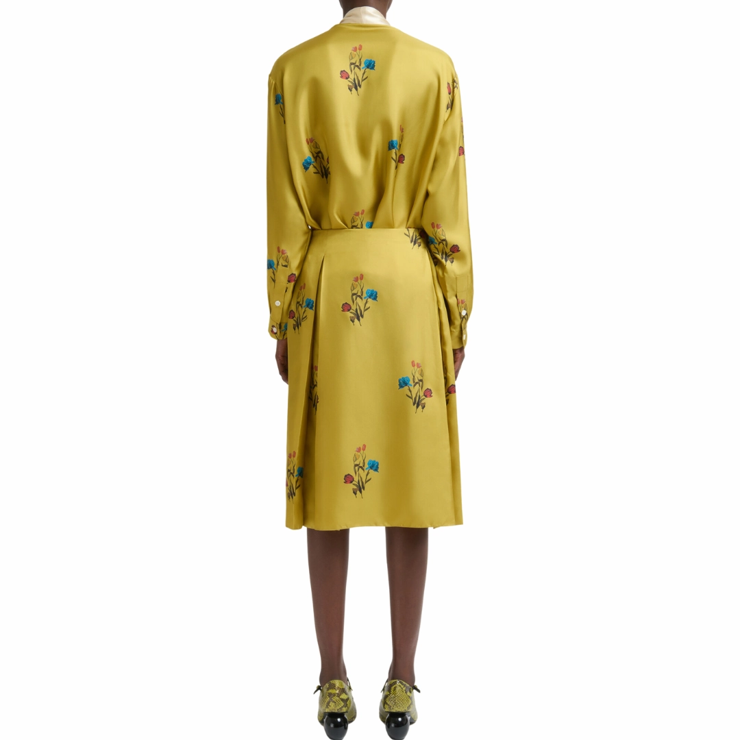 Matte Finish Simple Fashion Tulip Silk Printed Skirt