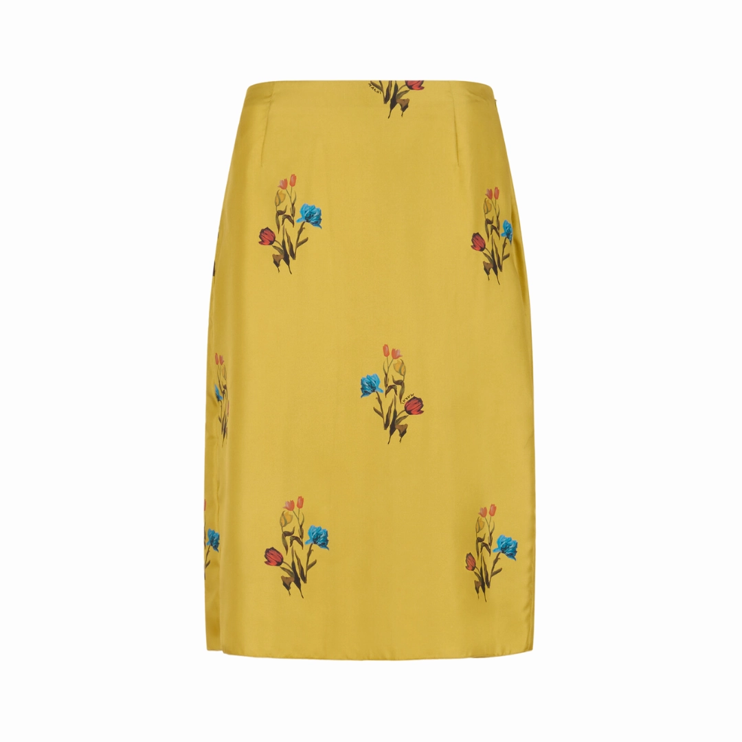 Neutral palette Invisible Seams Tulip Silk Printed Skirt