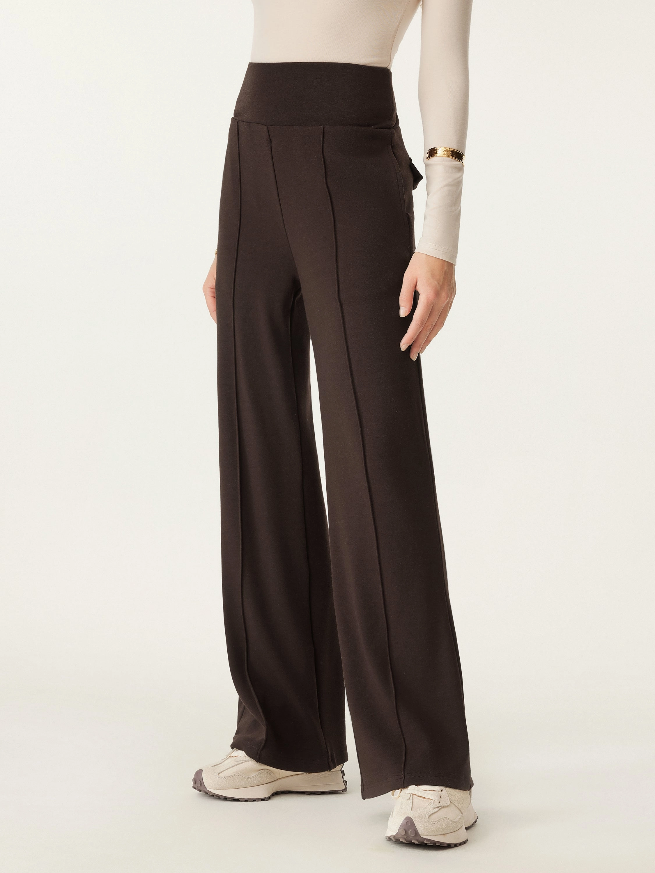 Flexible Material Adjustable loop Tummy Warmer Pin-Tuck Pant