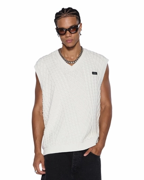 TURNCABLE KNIT VEST VINTAGE WHITE FoldableFeature