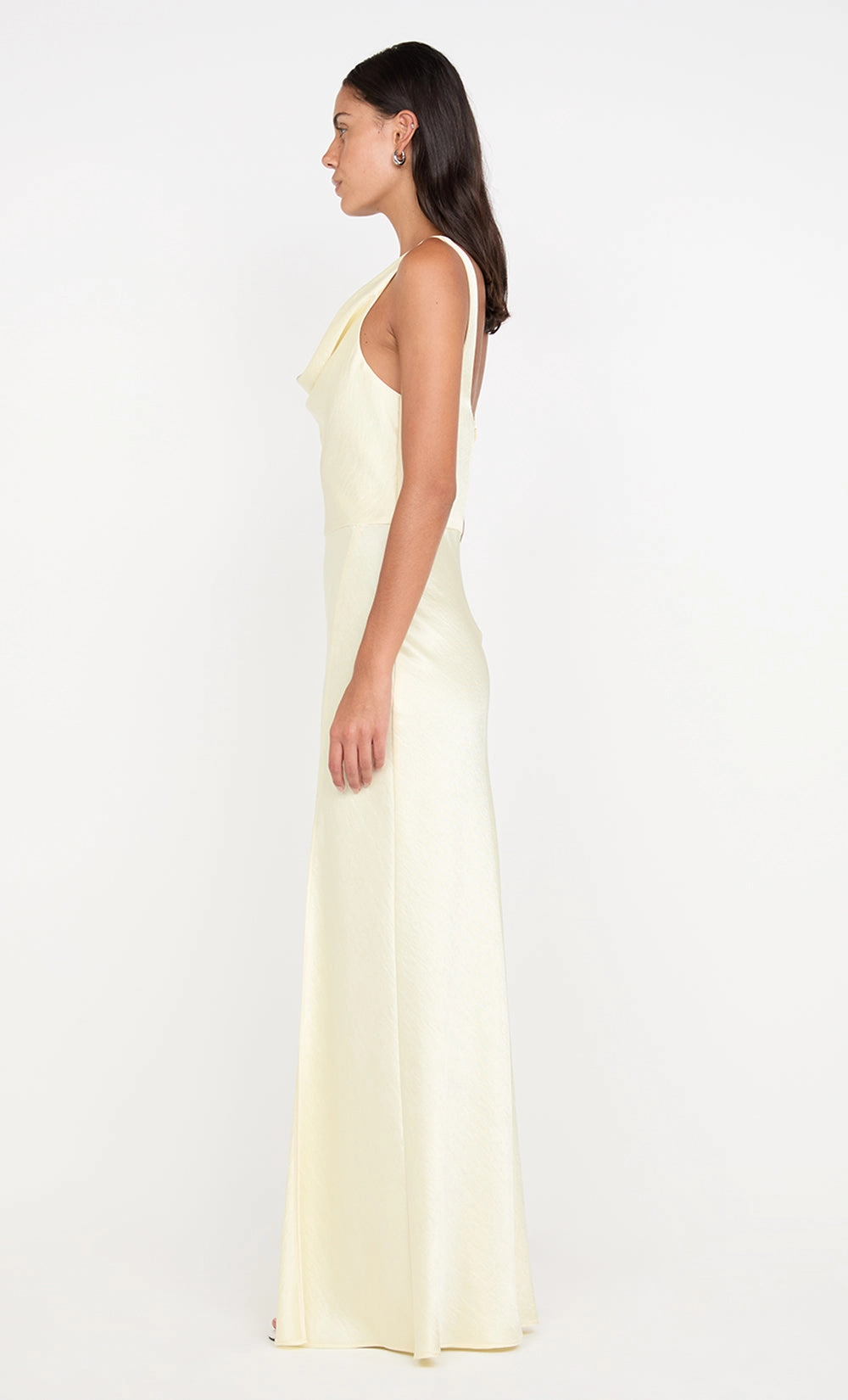 Easy Pretty Office Tone AUSTEN COWL NECK MAXI DRESS - ICE YELLOW