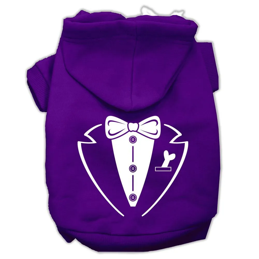 Tuxedo Screen Print Pet Hoodies Purple Size XS (8)
