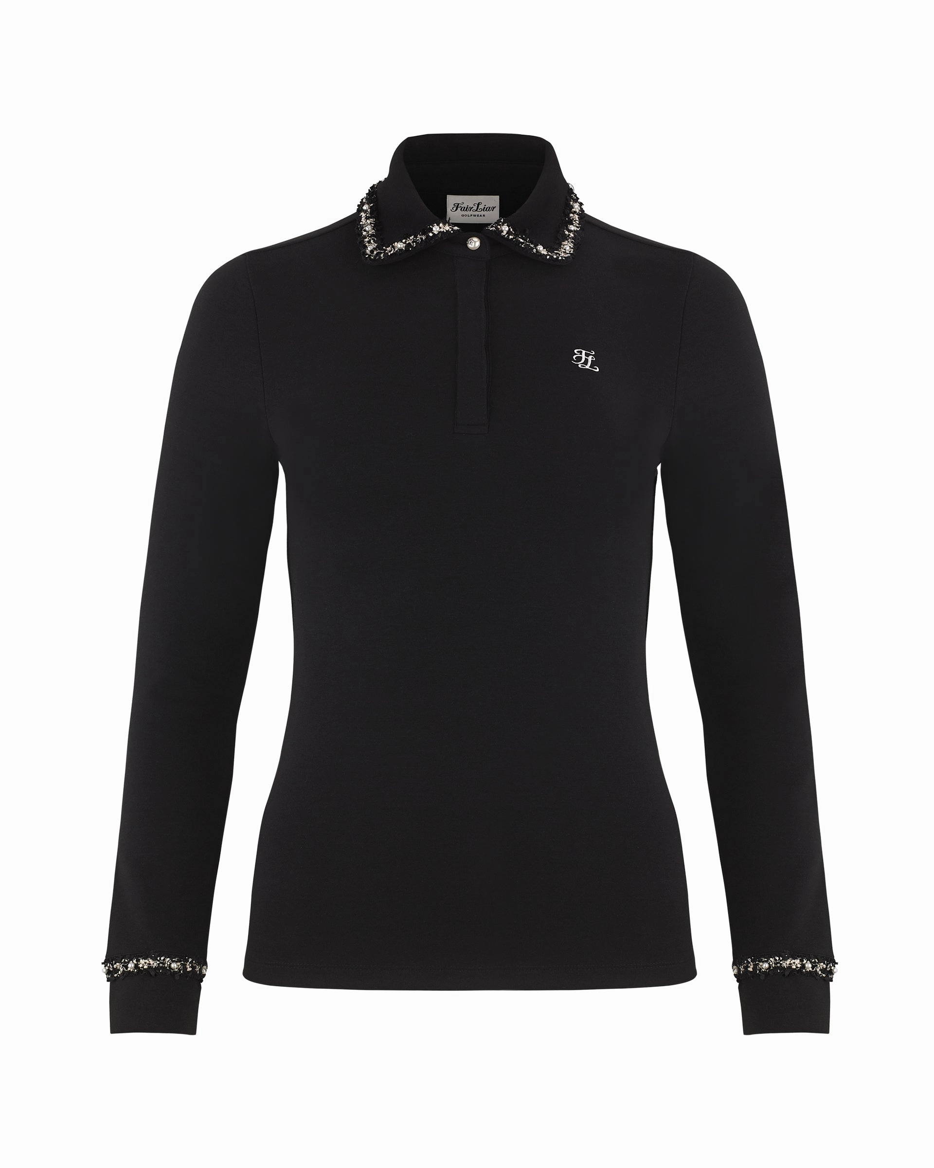 Tweed color scheme collar T-shirt - Black LaserCutVents Flatlock Seam