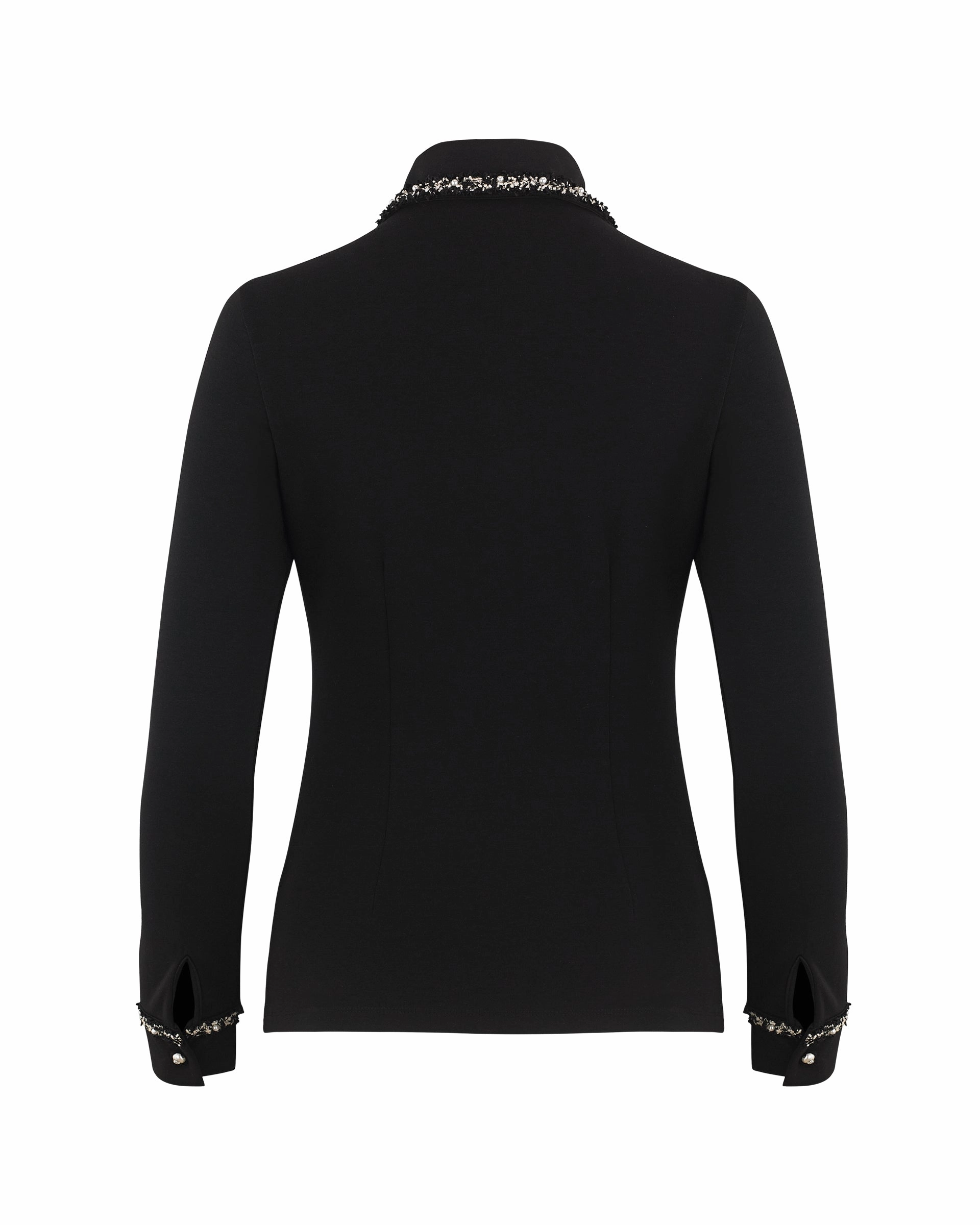 Tweed color scheme collar T-shirt - Black WrinkleFree Weave PolishedFinish