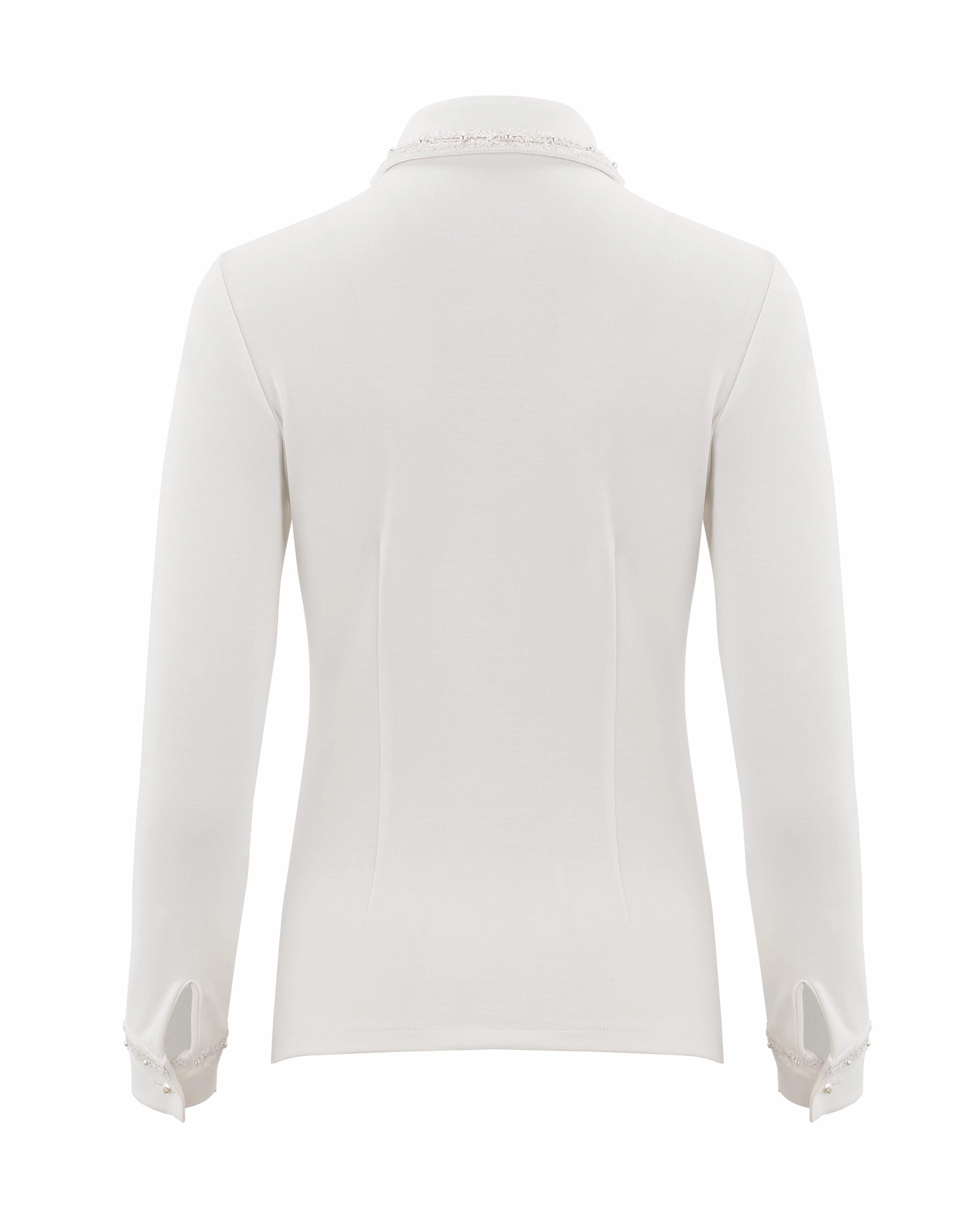 Loose Blouse Tweed color scheme collar T-shirt - Cream