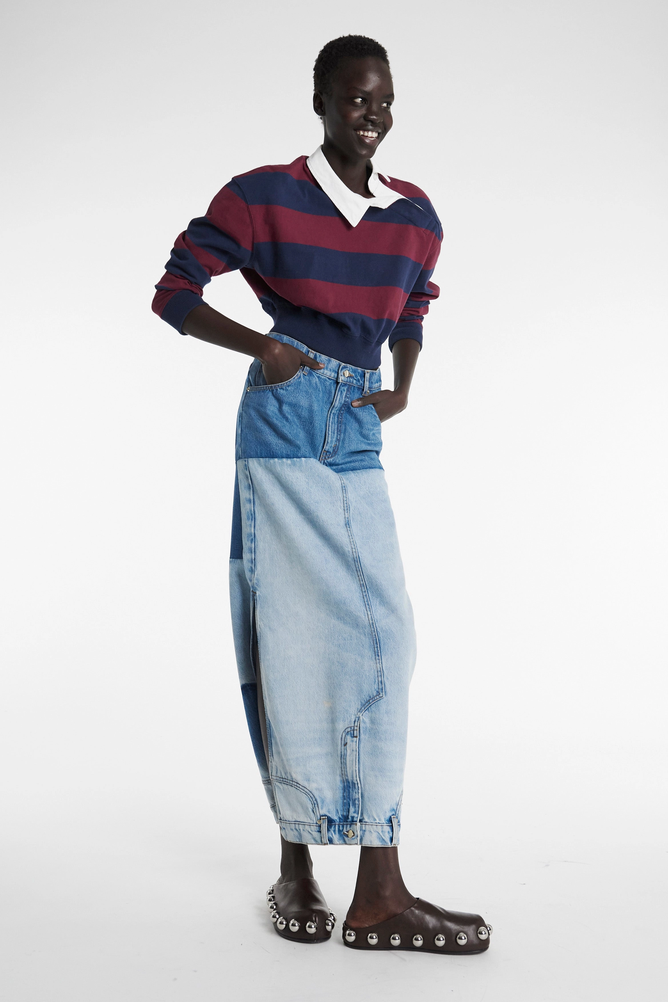 Twisted Collar Rugby Jersey Burgundy Navy LayeredStyling