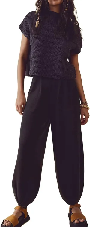Two Piece Outfits for Women Sweater Sets Knit Pullover Tops and High Waisted Pants Lounge 2 Piece Matching Sets