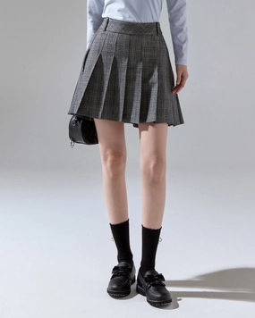 Global Inspiration Performance Wear Mid Pleated Flare Checkered Skirt