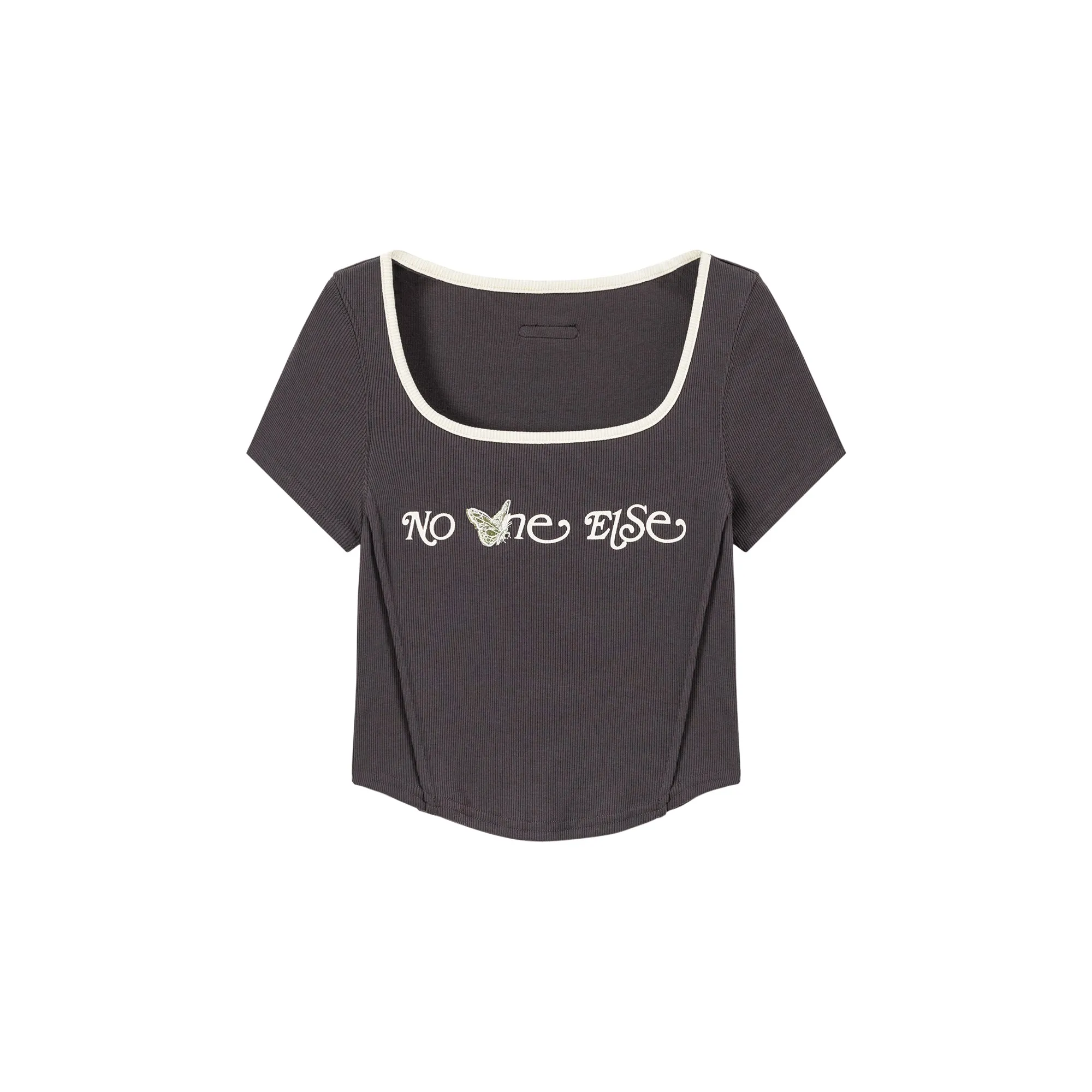 U-Neck Butterfly Cropped T-Shirt