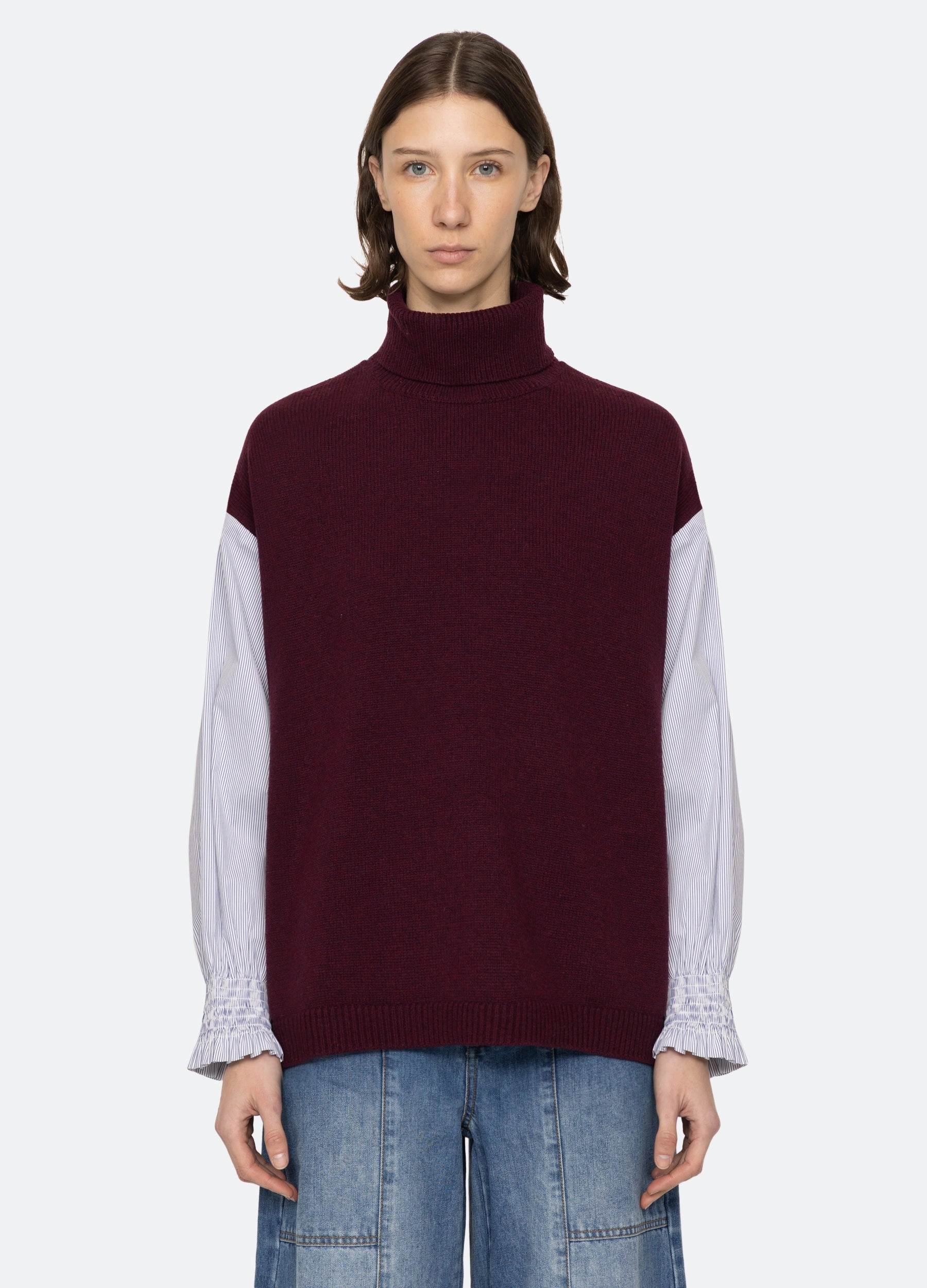 Devana Combo Sweater Layered Placket Design