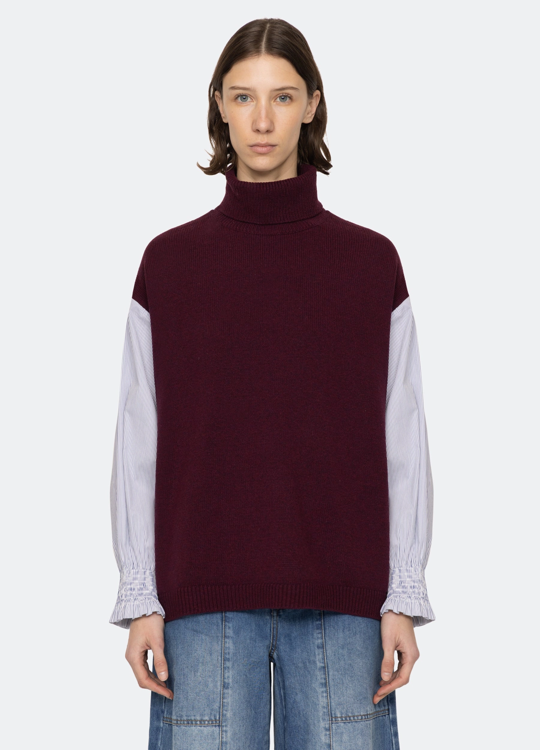 Ribbed Hem Finish Devana Combo Sweater