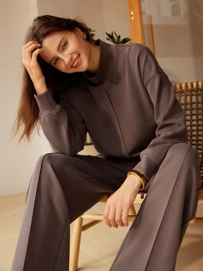AdjustableClosure HighDensityFoam Modal Spacer Mockneck Long Sleeve Pullover Shirt