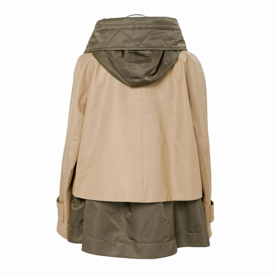 RubberizedTrim Waterproof Coating Hooded Cotton Gabardine Jacket